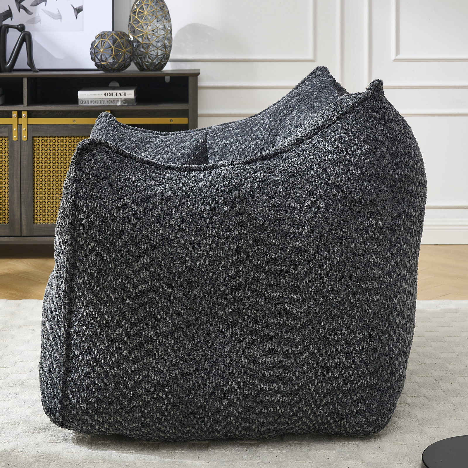 Bean Bag Chairs resilient foam for bedrooms comfortable square lazy sofa Black