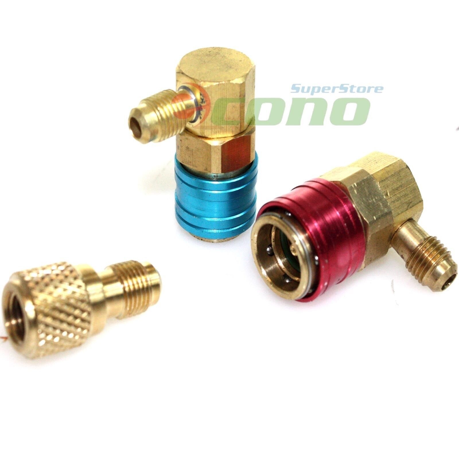 R12 to R134a AC Manifold Conversion Kit 1/2" ACME & H/L 90° Angle Quick Couplers