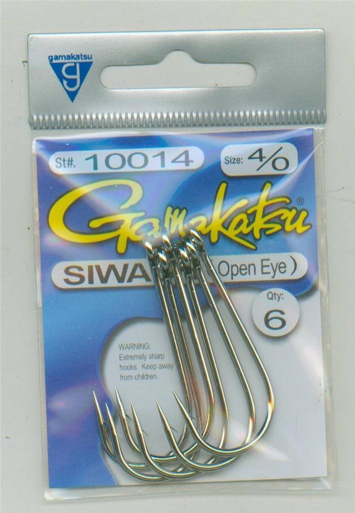 6 GAMAKATSU 4/0 OPEN EYE SIWASH HOOKS  SALMON TROUT TRAILERS 10014