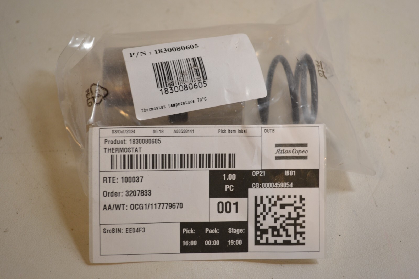 GENUINE OEM Atlas Copco 1830080605 THERMOSTAT