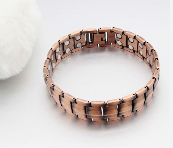Powerful Magnetic Mens Bracelet Therapy for Pain Relief Solid Copper Bangle