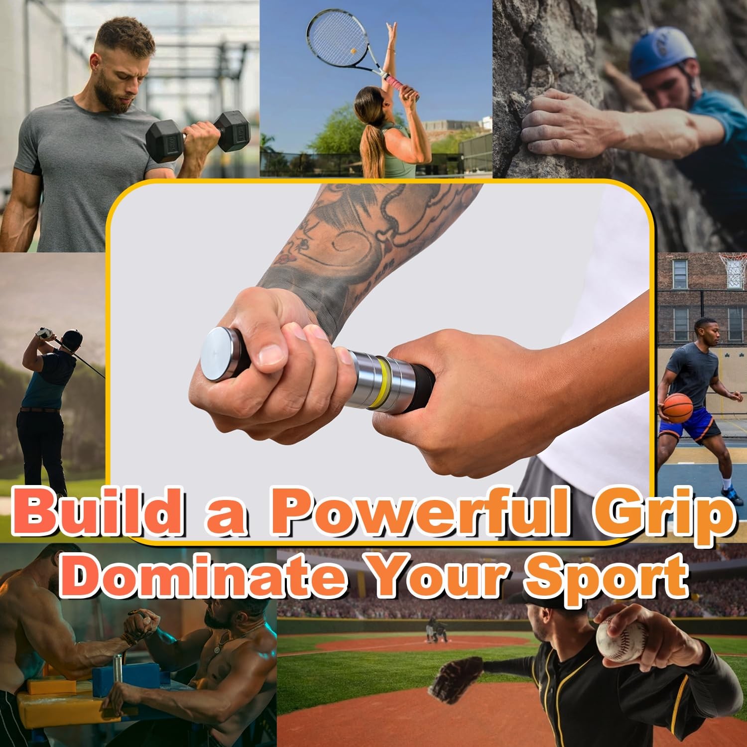Grip Strength Trainer, Adjustable Resistance for Hand, Wrist & Forearm Streng...
