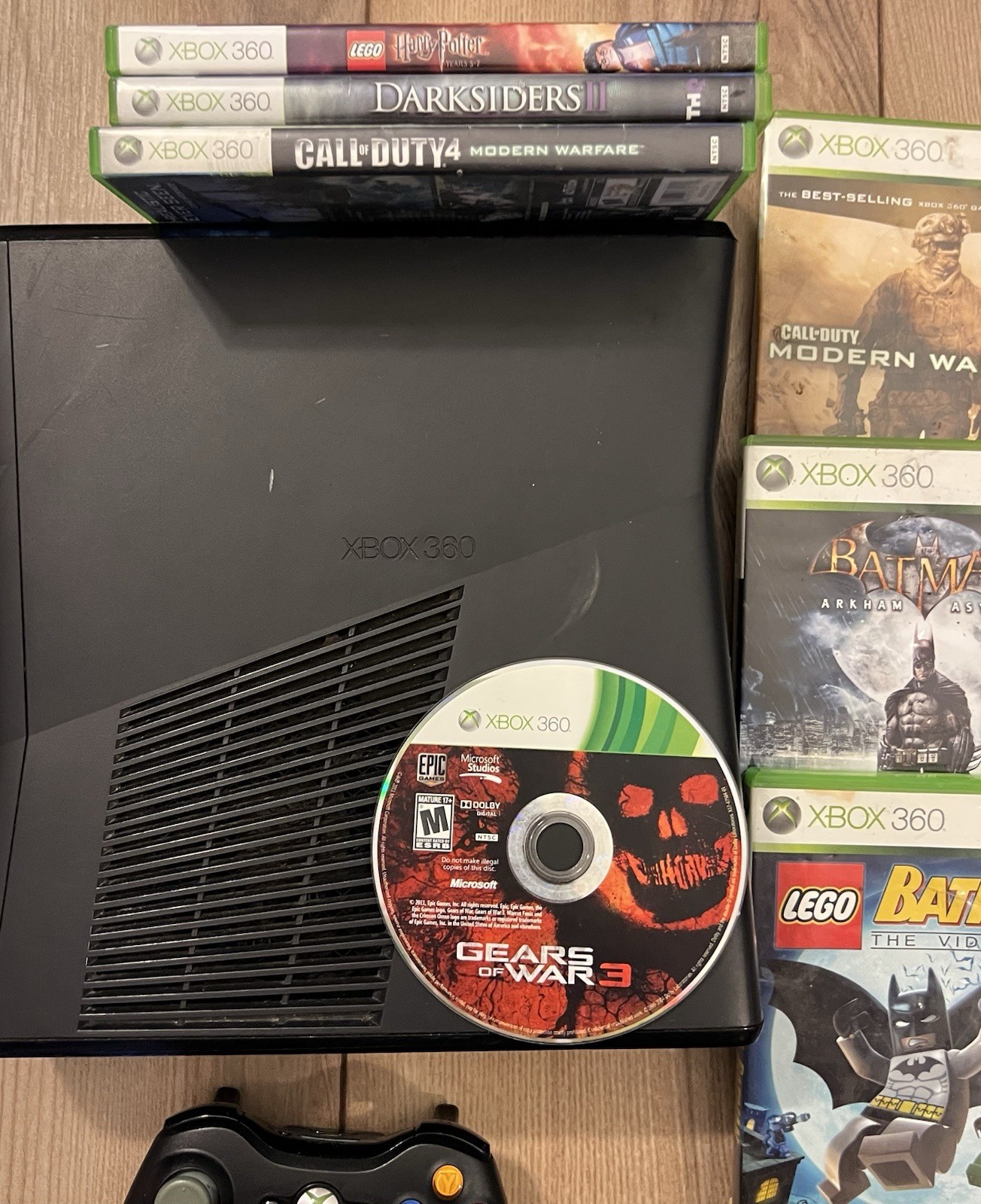 Xbox 360 S Slim Bundle 1439 250GB Console Bundle 10 Games Controller Tested