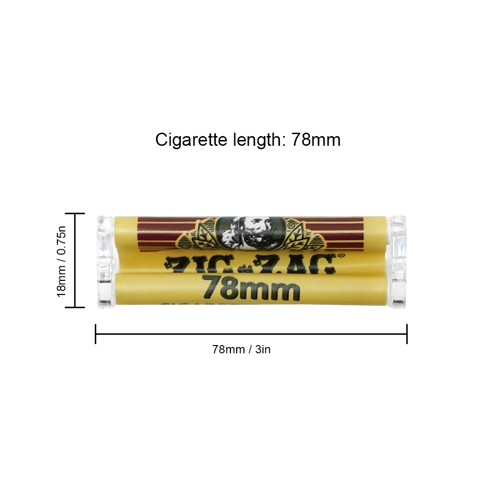 2pcs ZIG ZAG 78mm Plastic Easy Handroll Cigarette Rolling Tobacco Machine Yellow