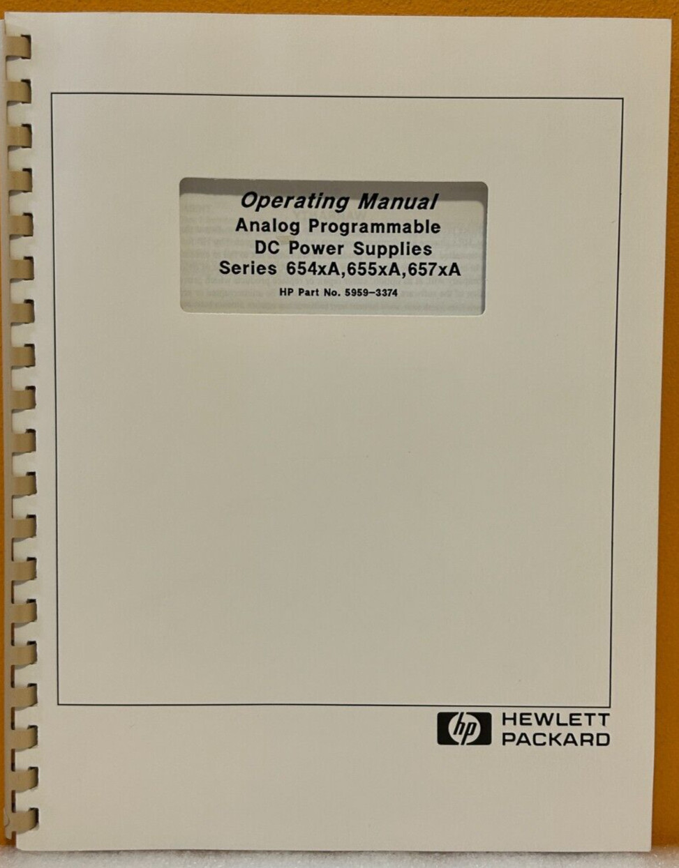 HP Agilent 5959-3374 1993 Analog Programmable DC Power Supplies Oper. Manual.