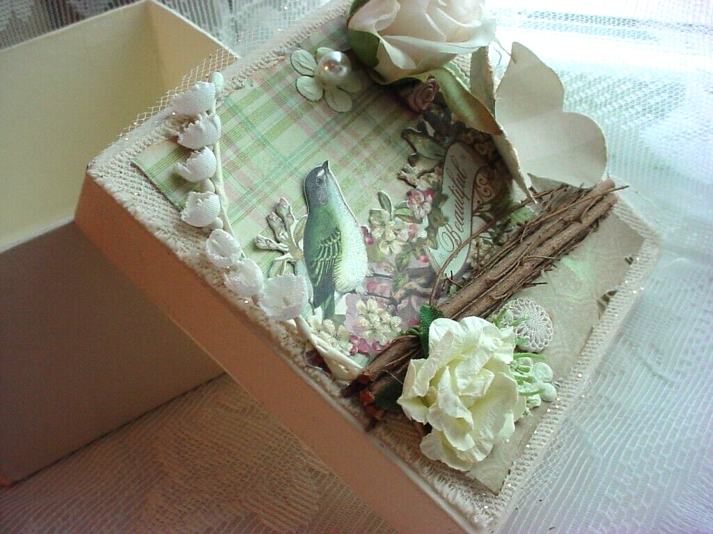 Handcrafted Trinket Keepsake Box Bird Motif Embellished