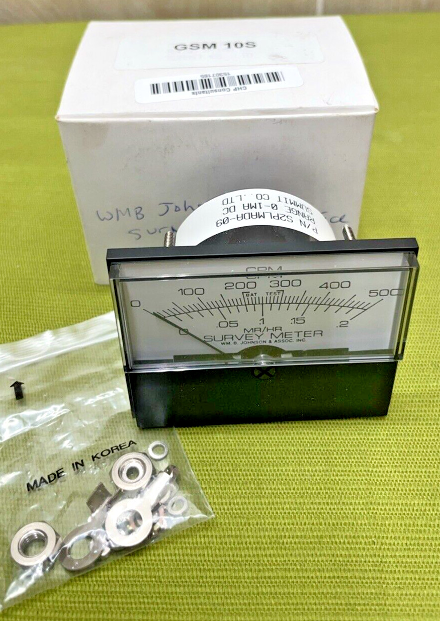 WM B Johnson Model GSM-10S Geiger Counter Meter Face, P/N S2PLMADA-09