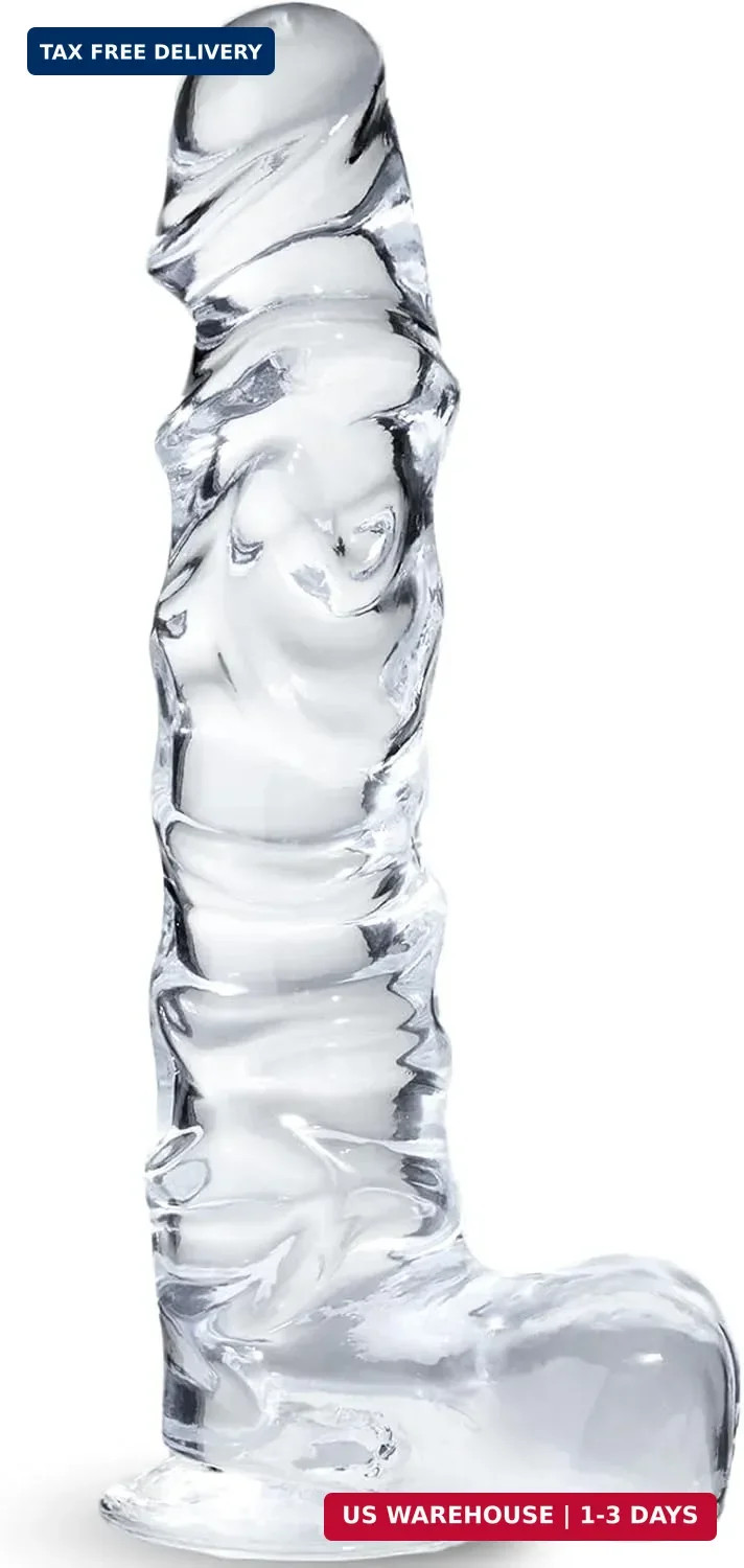 8.9 Inch Clear Silicone Dildo with Strong Suction Cup, Soft & Flexible Realistic