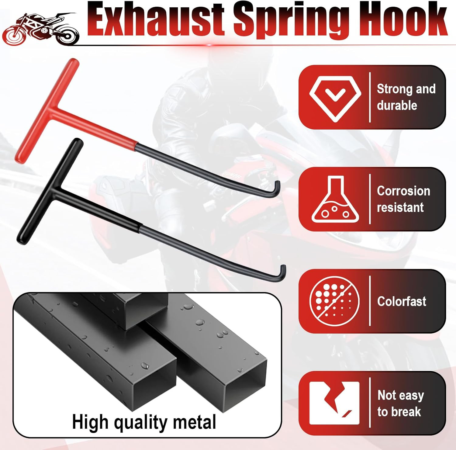 2 PCS Exhaust Spring Puller Tool, Motorcycle Exhaust Spring Hook, T Shaped Handl