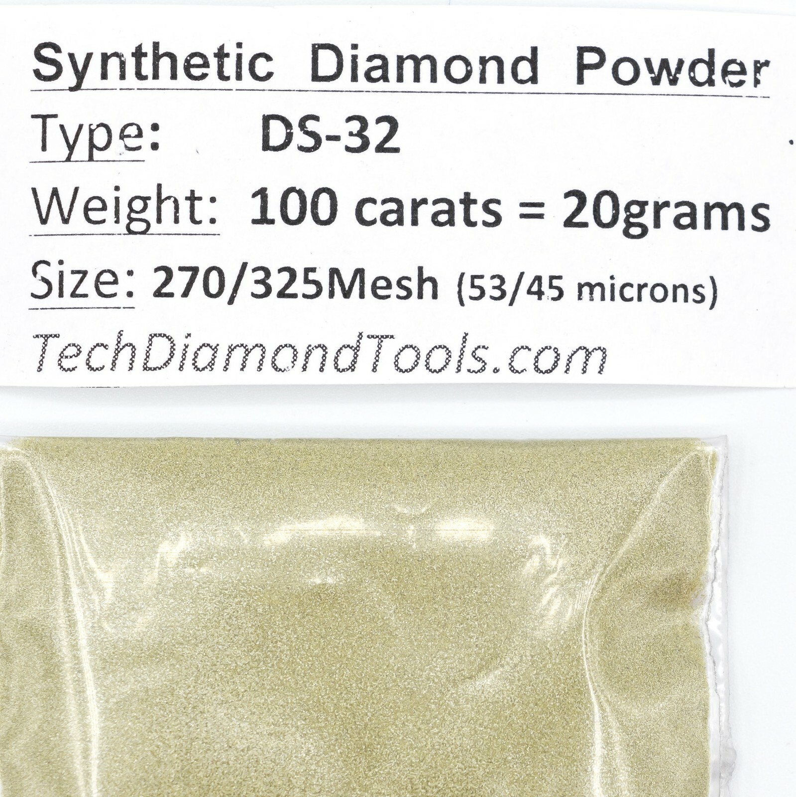 Diamond Grinding Powder 270/325 Mesh (300grit), Weight = 100 Carat = 20 Gram