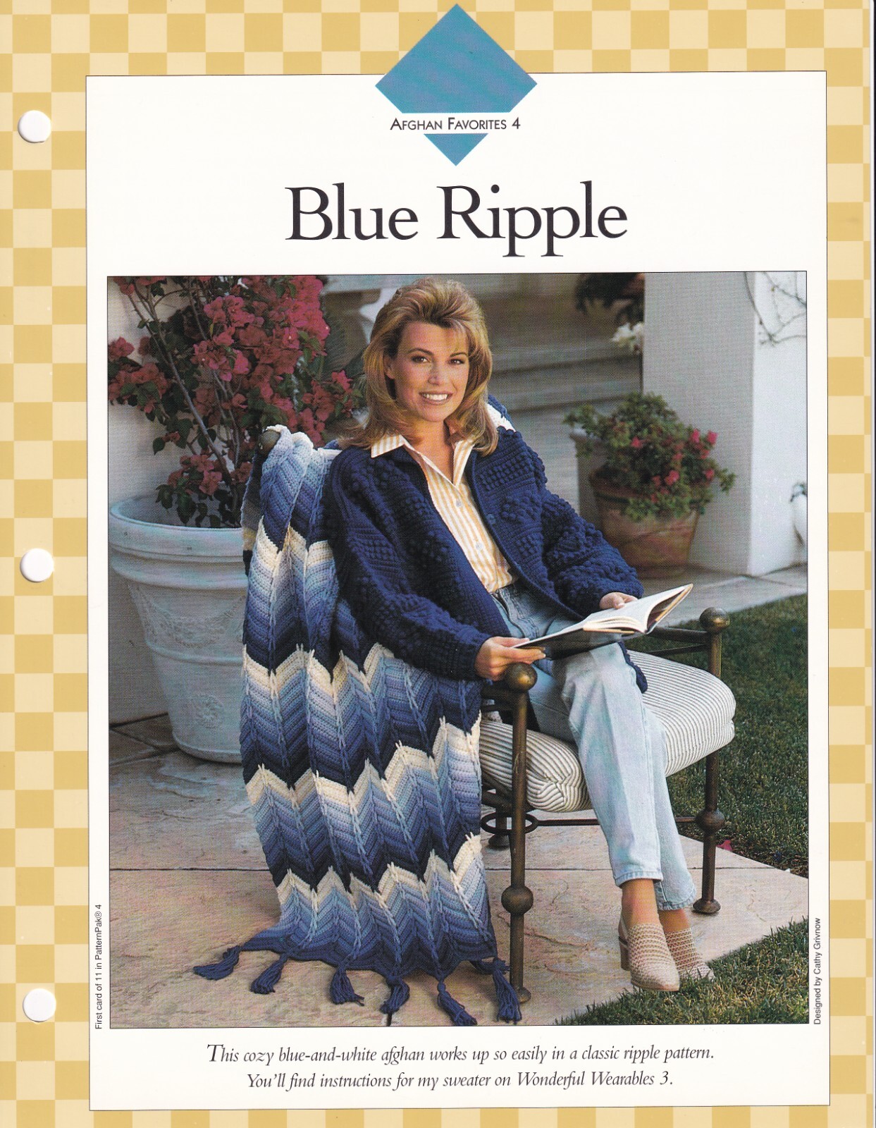 Afghan Crochet Pattern Instructions BLUE RIPPLE