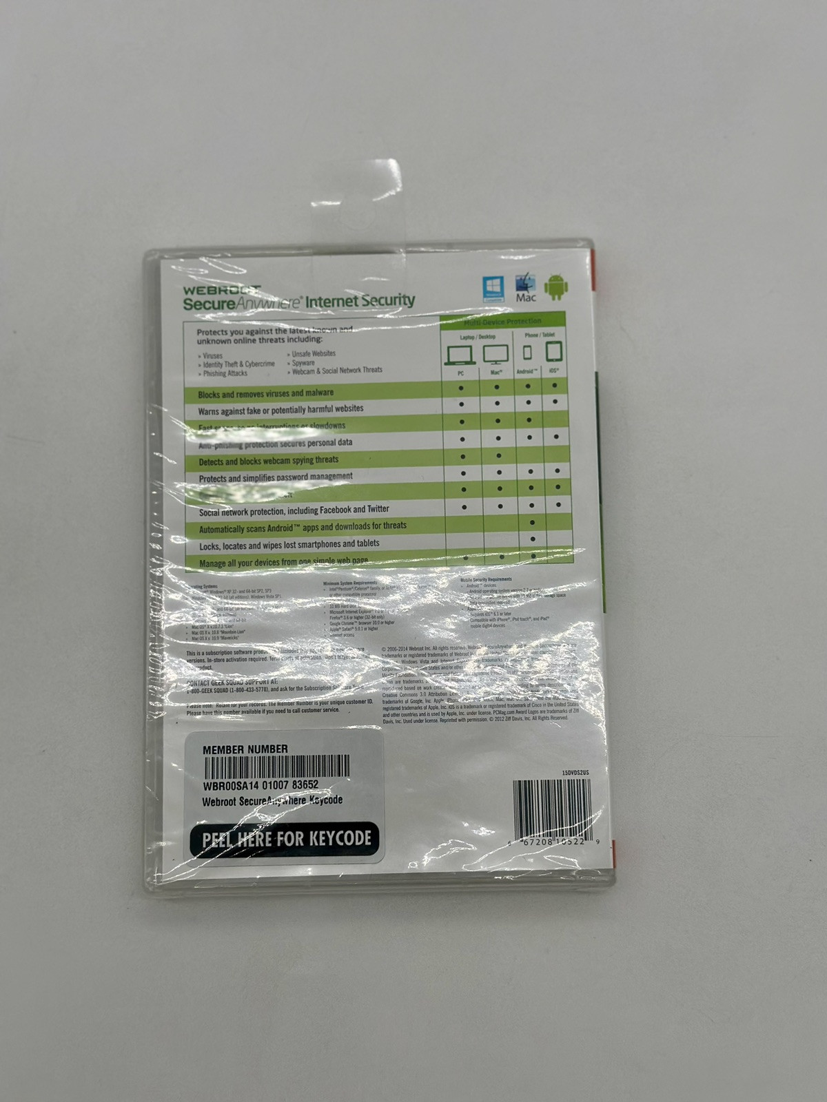 Webroot Internet Security with Antivirus 3 Devices PC Mac and Mobile NEW Sealed