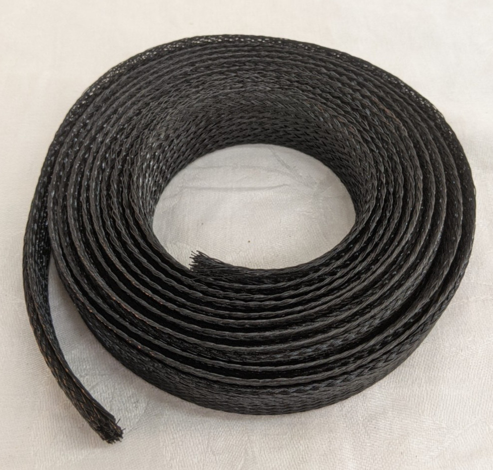 1 1/4" Black Expandable Braided Cable Sleeve Sheathing      TF