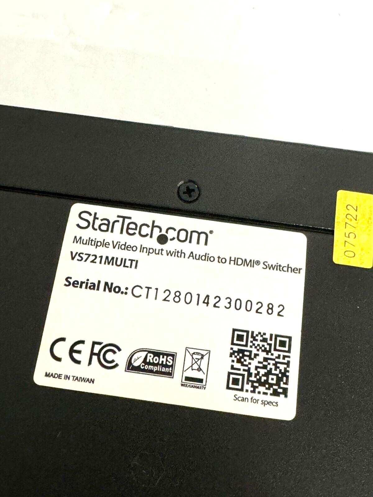 StarTech VS721MULTI Multiple Video Input with Audio to HDMI Switcher NO Adapter
