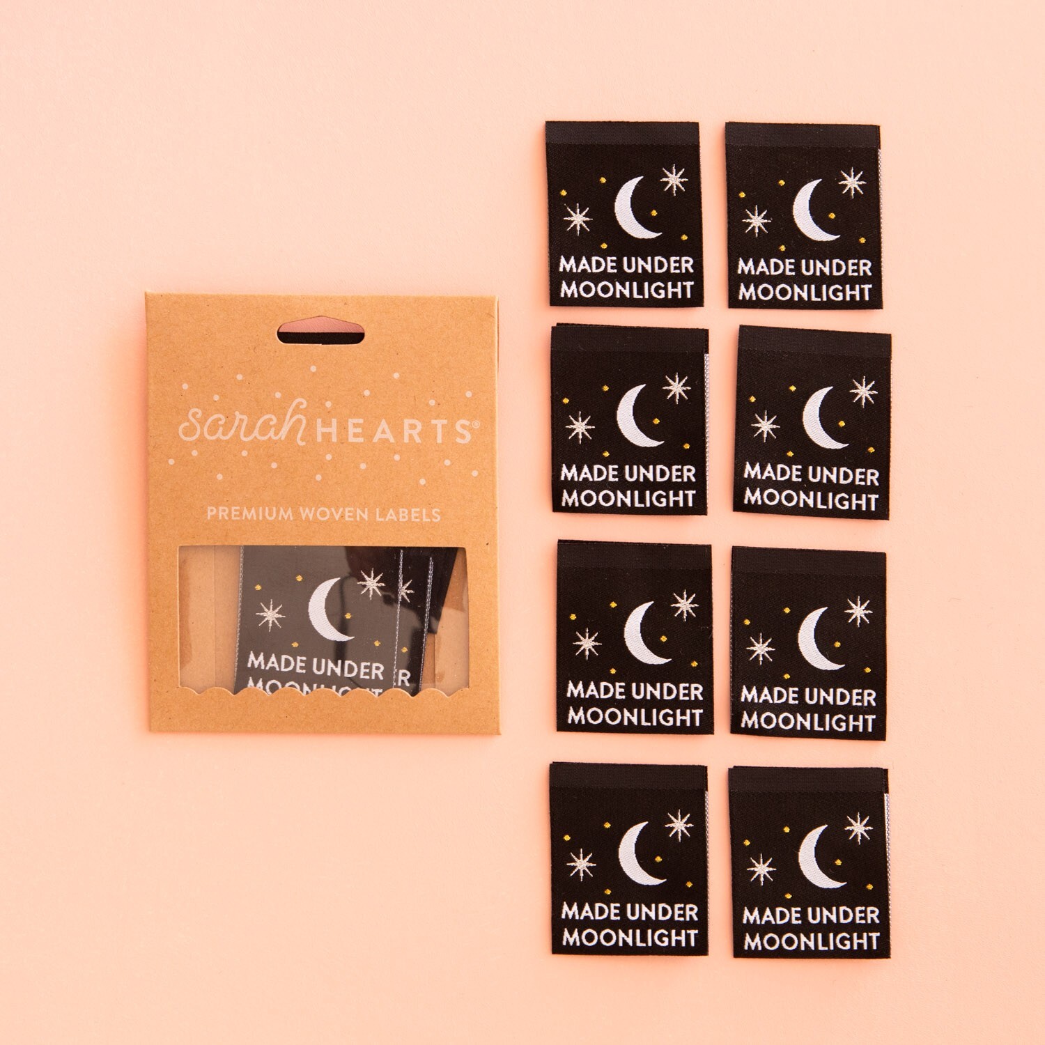 Made Under Moonlight~Sew Woven Clothing Label Tags~Sarah Hearts~Premium Quality