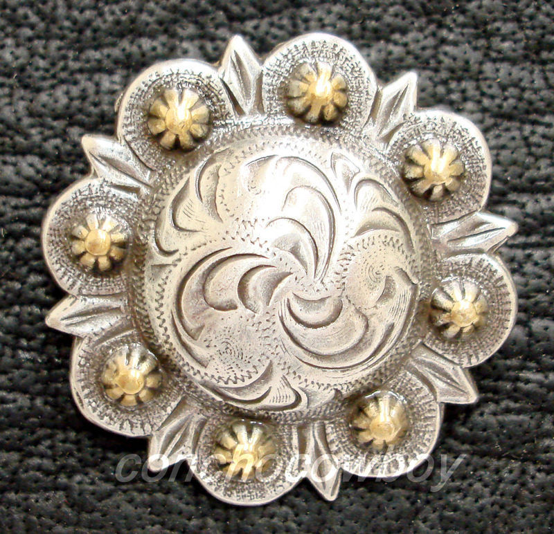 WESTERN HORSE HEADSTALL TACK ANTIQUE GOLD BERRY CONCHO 1-3/4" screw back