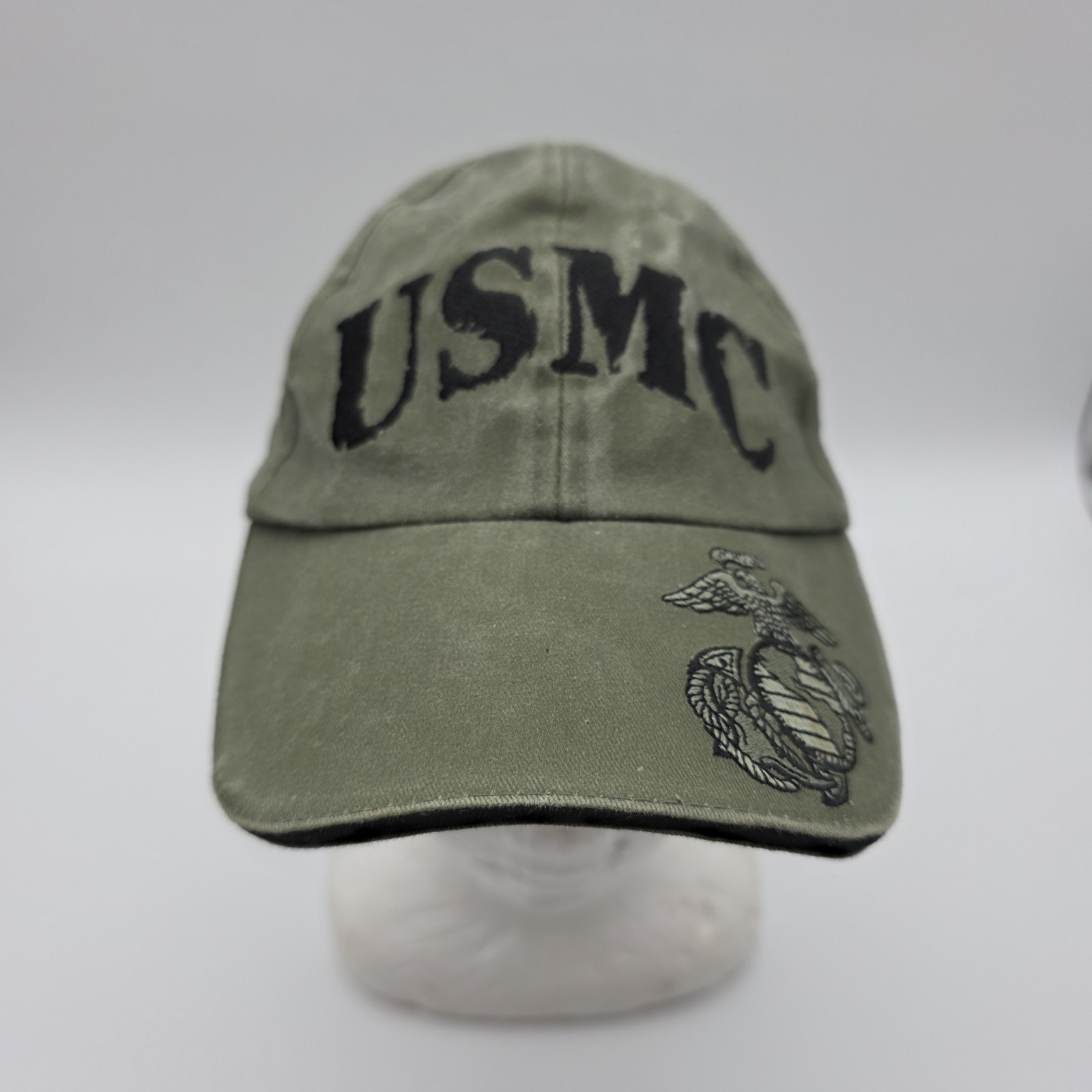 USMC Hat Olive Drab US Marine Corps Eagle Globe Strapback Cap