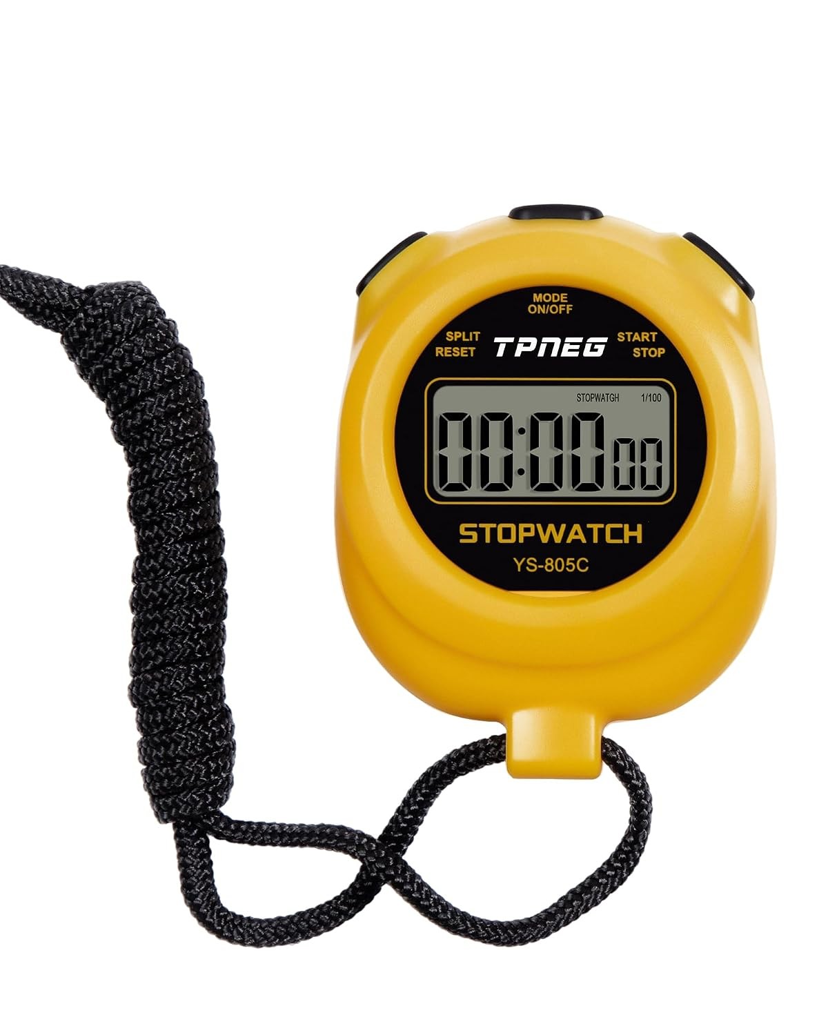 Yellow Large Display Easy to Use Stopwatch Timer Watch with Simple Design