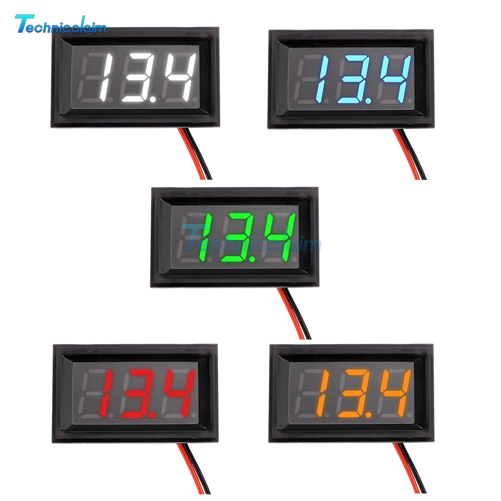 Waterproof Mini LED Digital Voltmeter Voltage Tester Gauge 4.5-30V 0.56" 3-Digit
