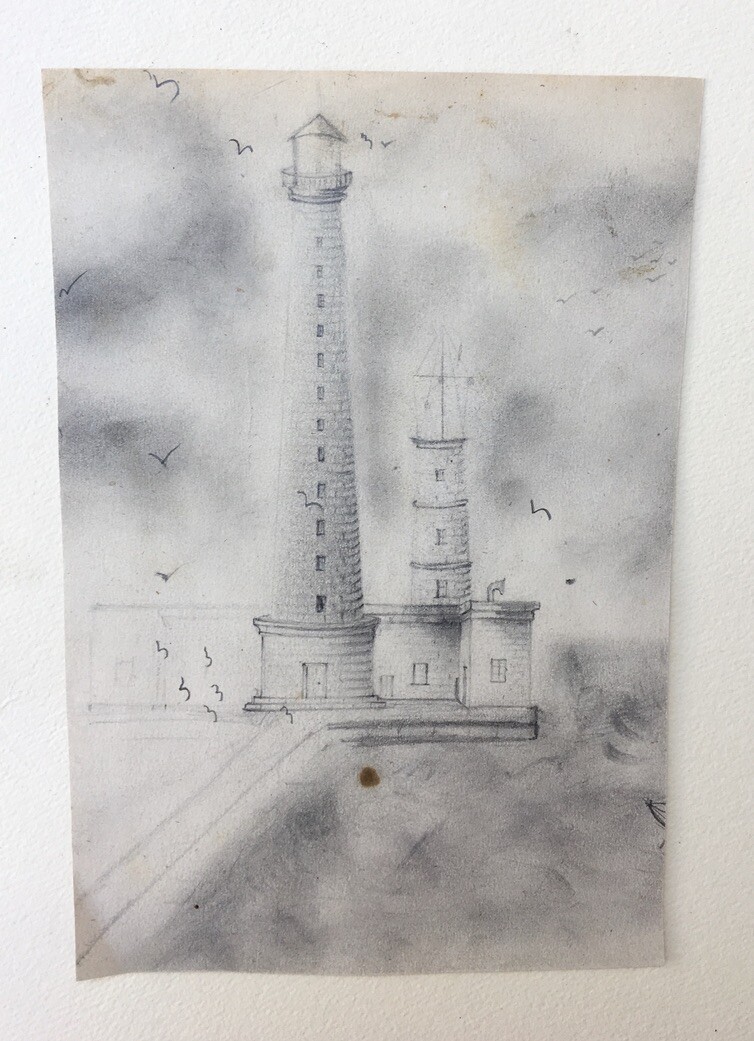 Antique Drawing Lead Mine, Lighthouse, 20th Century