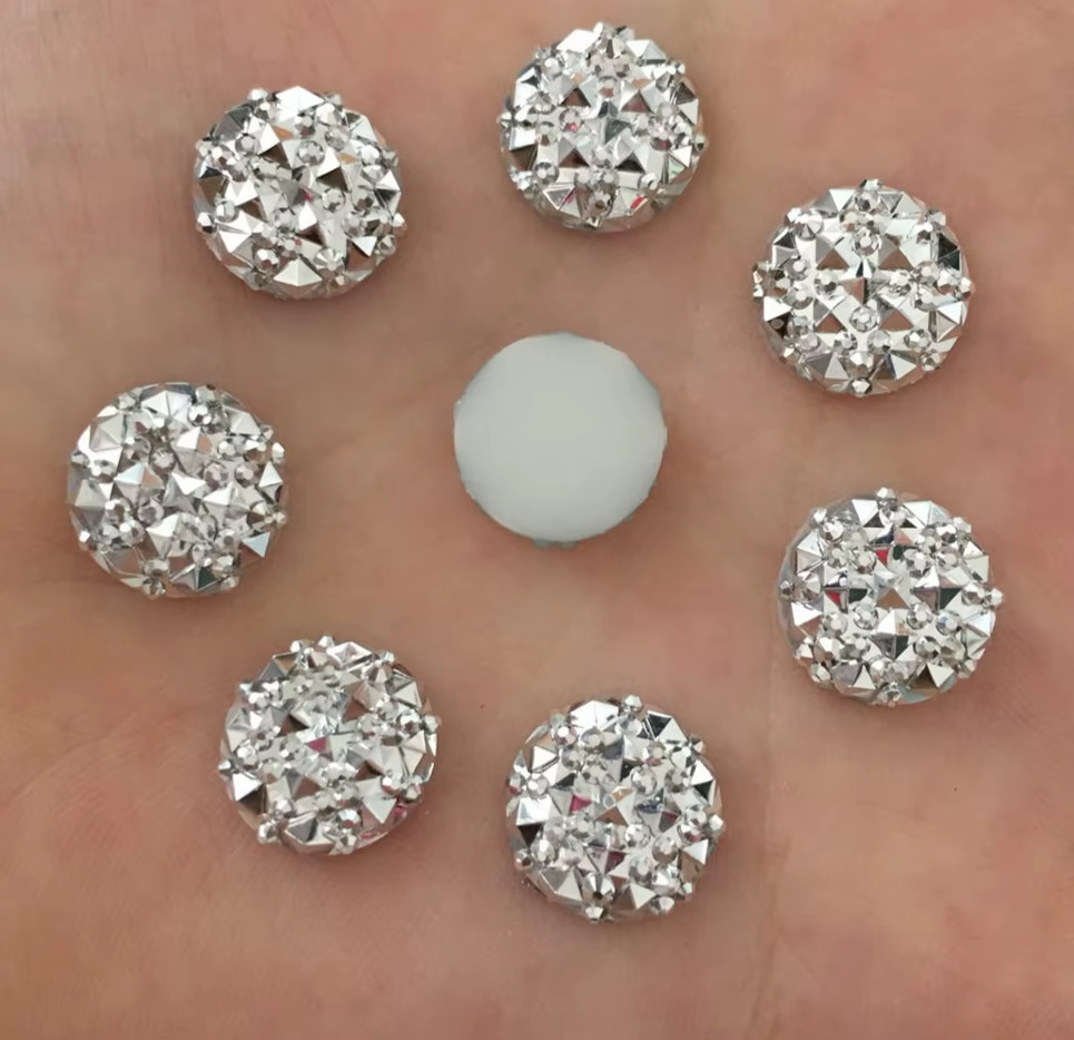 CraftBuddyUS 50 x 12mm Stunning SILVER Round Resin Moon Rock Crystal Gem