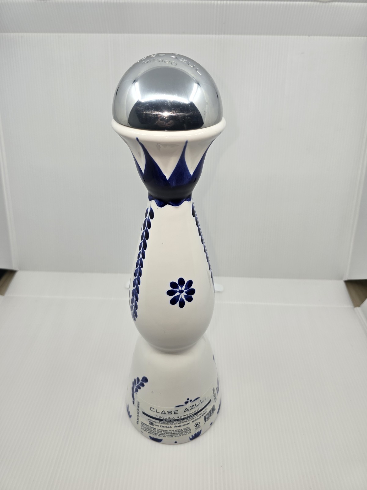 Empty Clase Azul Reposado Tequila Bottle with Original Chrome Stopper – Hand...