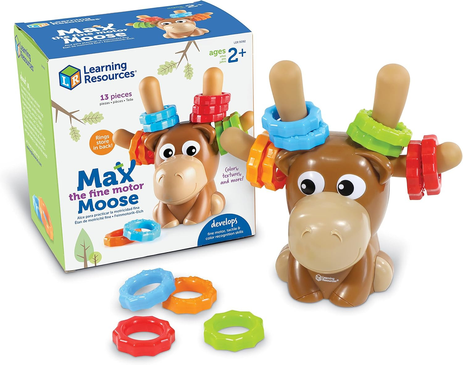 Max the Fine Motor Moose - 13 Pieces, Ages 2+ Toddler Learning Toys, Fine Motor