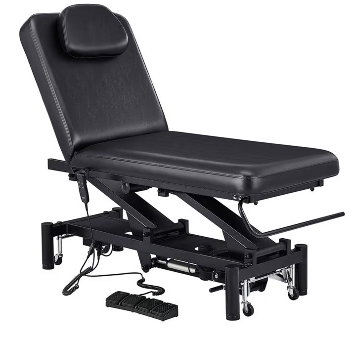 DIR Electric Hydraulic Adjustable Massage Table Black Faux Leather Remote Contr…