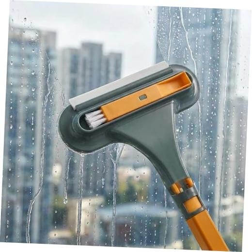 3 in 1 Window Squeegee for Home, 2-Way Brush Window Cleaning Tool with TPR