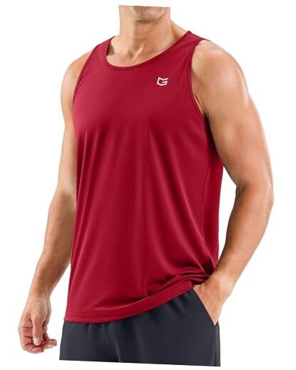 Beach Tank Tops for Men UPF50+ Dry Fit Summer Sleeveless Shirts Mens Large Red