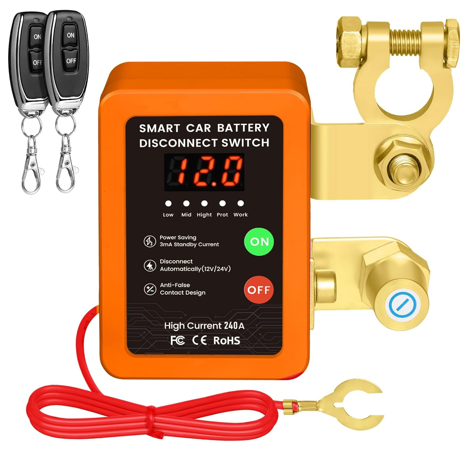 Kill Switch for Car - 12V Remote Battery Disconnect Switch Smart Voltage Car Bat