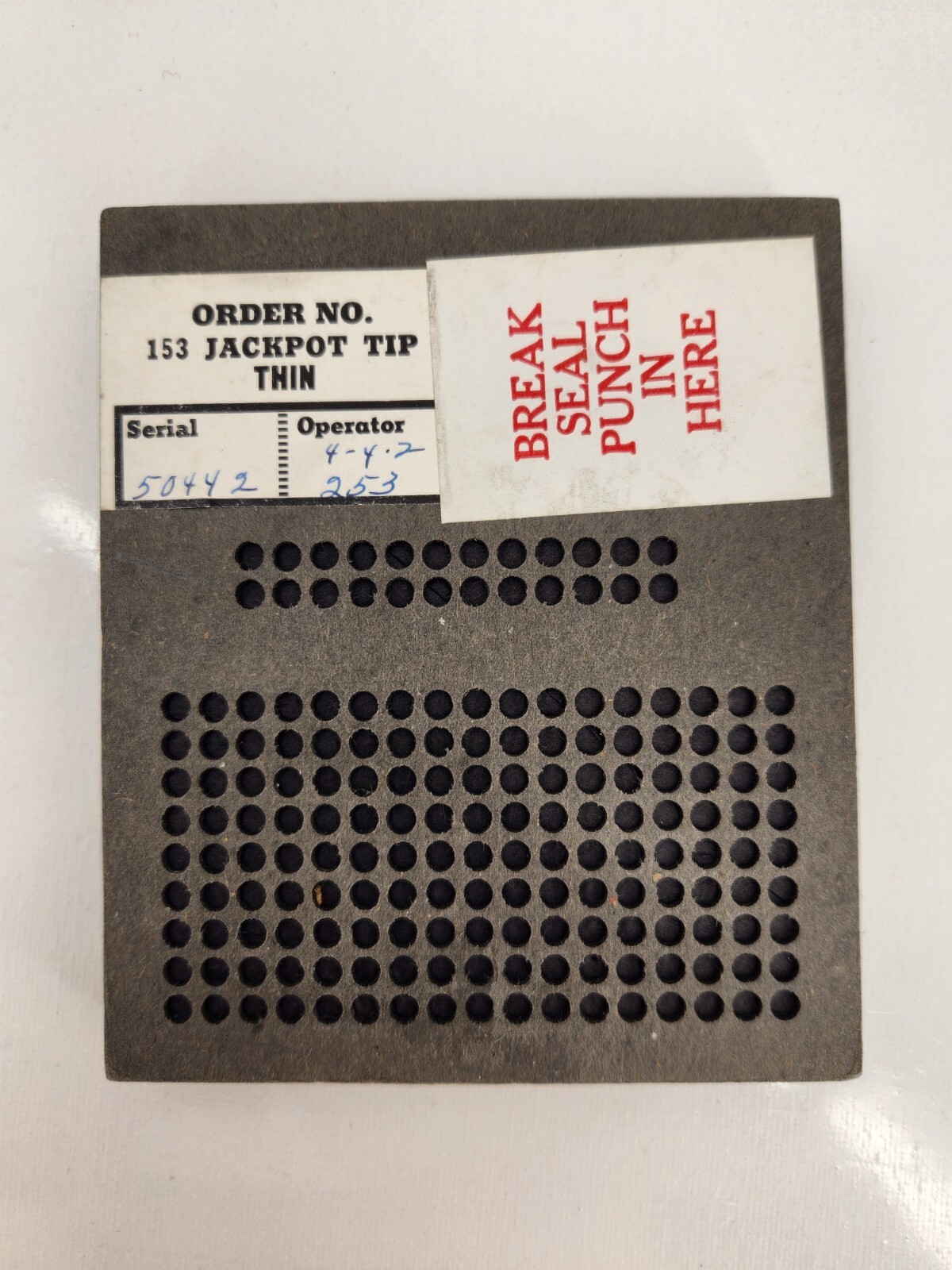 Rare 1960s Vintage Unpunched Wood Foil Gambling Punch Card, #'s Game Punch Board