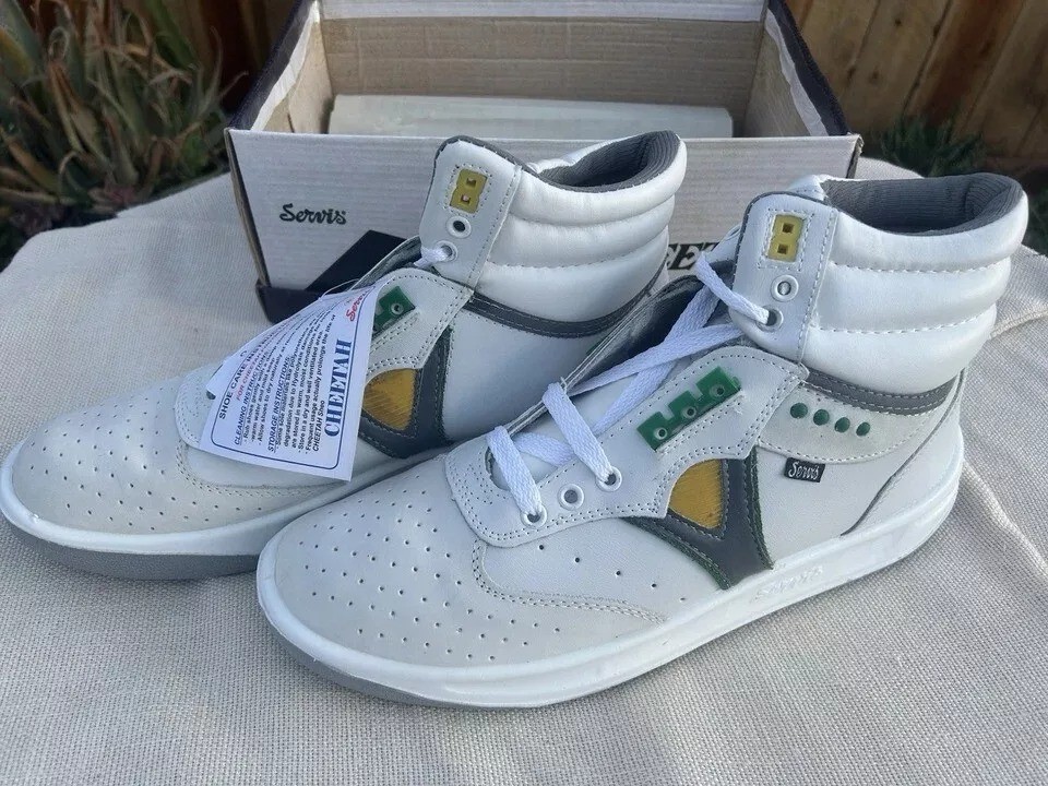 Servis Cheetah High Top Trainers White Yellow Green Shoes Afghani Tali Style OG