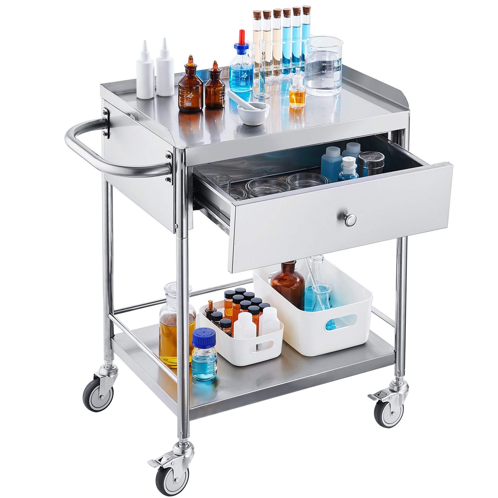 Uimoso 1/2/3-Tier Stainless Steel Cart Utility Cart with A Drawer 36/220/400 lbs