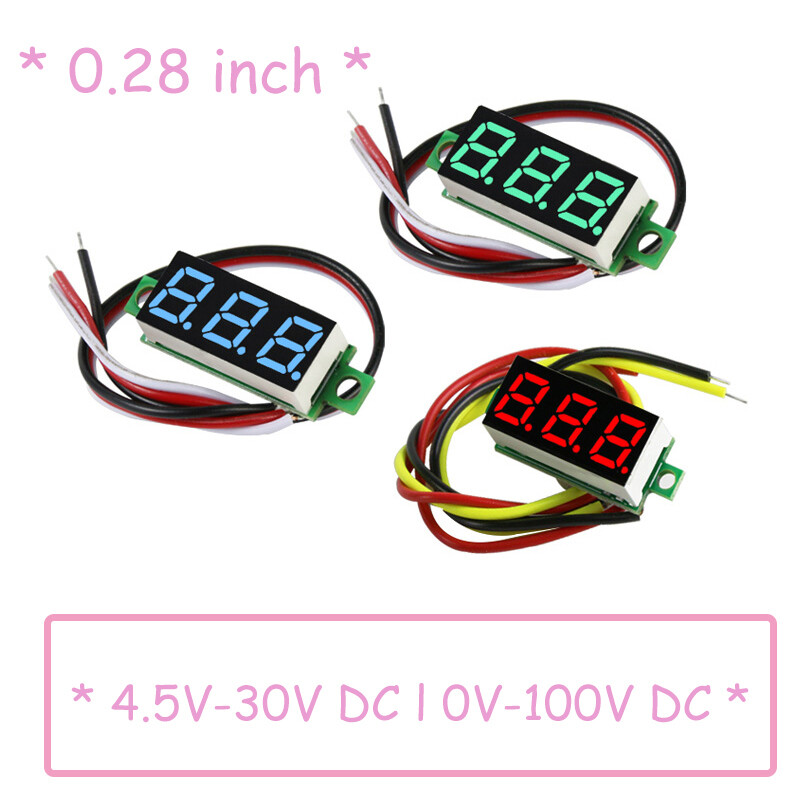 0.28"l 4.5- 30V l 0-100V l Mini Digital Voltmeter Voltage Tester Meter,3 Colours
