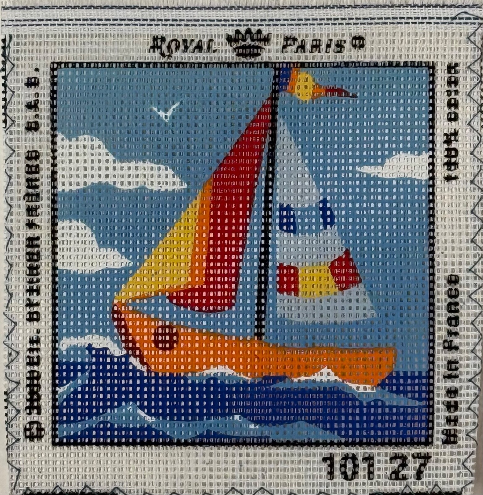 Royal Paris SAILBOAT Sail Boat Needlepoint Canvas 4 5/8" sq 10127 Good for Kids