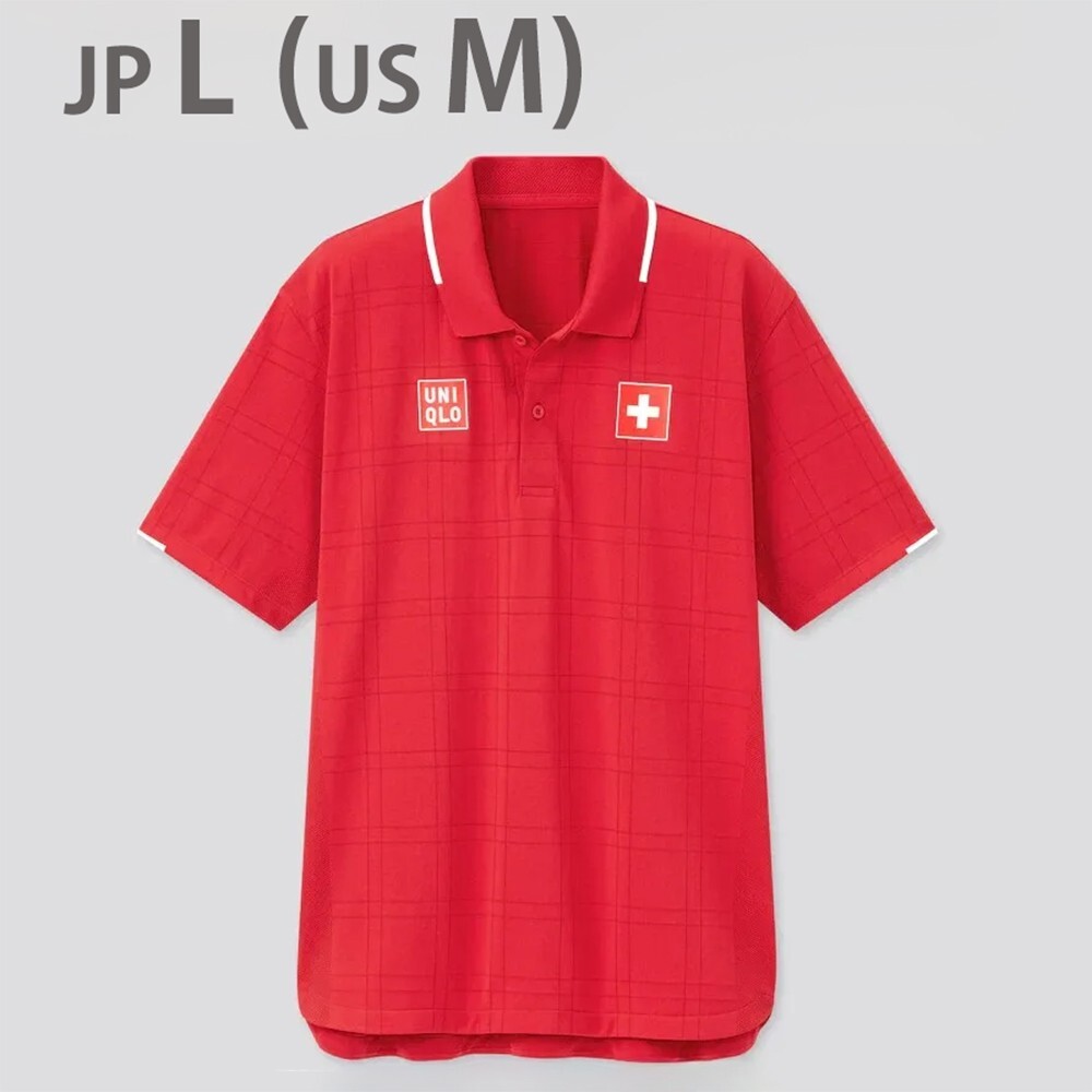 Roger Federer UNIQLO RF 2021 Tokyo Olympic Tennis Polo Shirt L Dry-EX Japan NEW