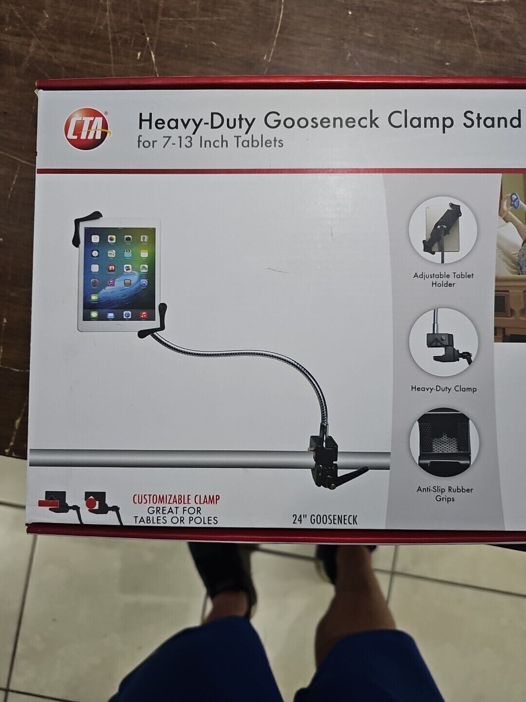 CTA DIGITAL PAD-HGT Tablet Stand HEAVYBDUTY  7-13" IPAD Clamp Tabletop  Rail