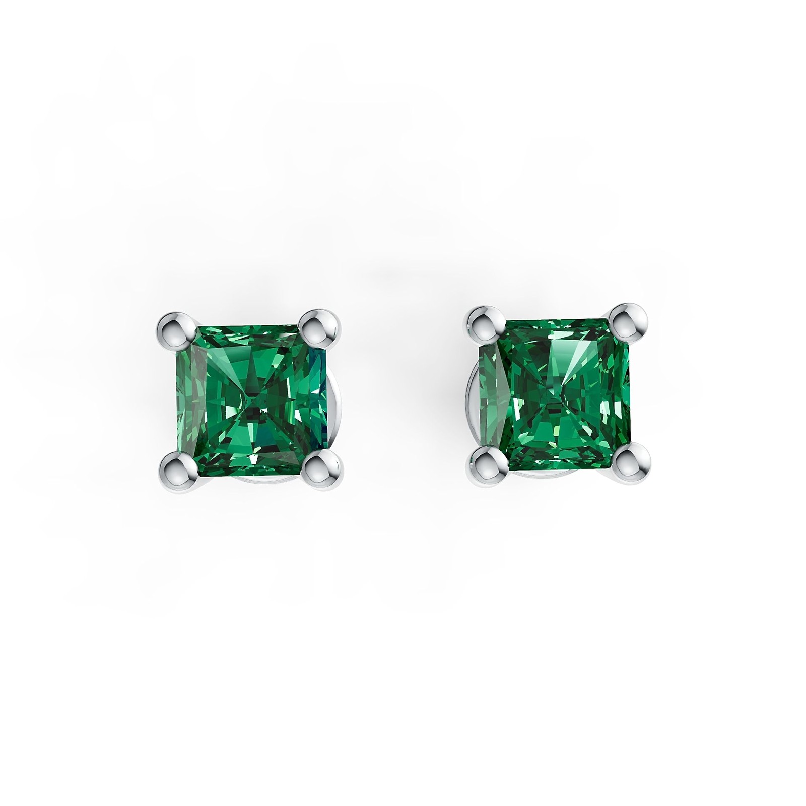 Sterling Silver Semi Mount Earrings Setting Princess SQ 4X4mm Simple Stud