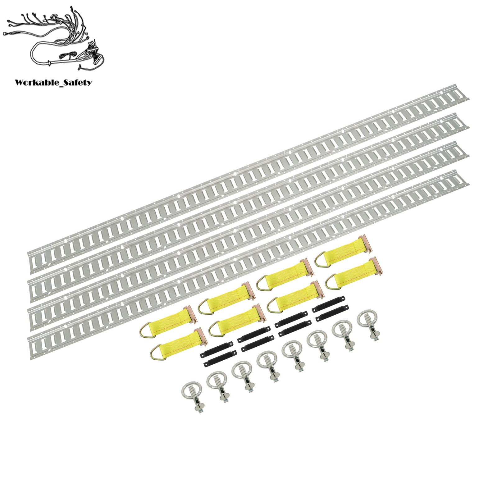 Silver 28 Pack 8 Foot E Track Rails Zinc Plated Steel For Cargo Trailer Tie Down