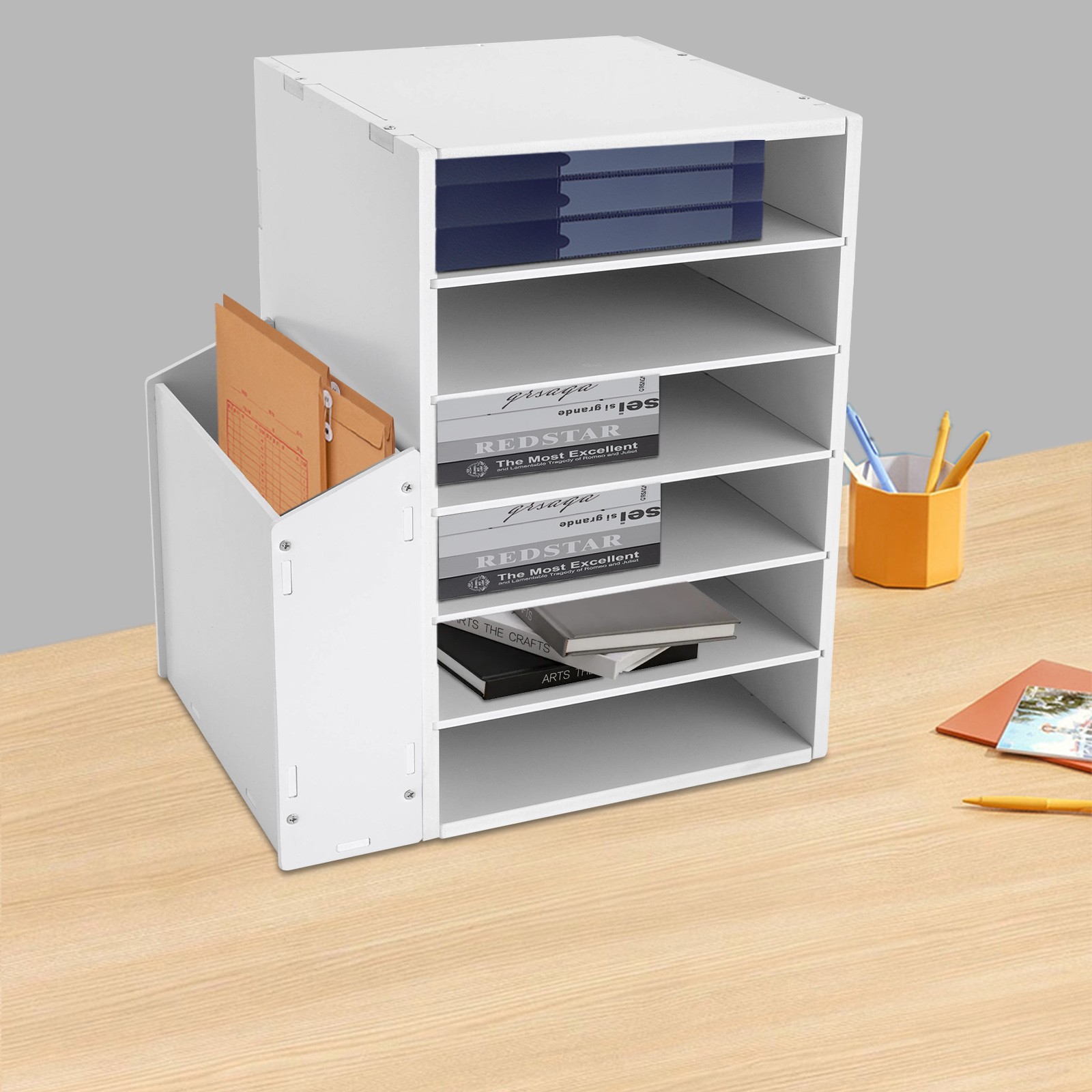 6 Compartments Desktop Organizer Desktop File Holder Rectangular File Organizer