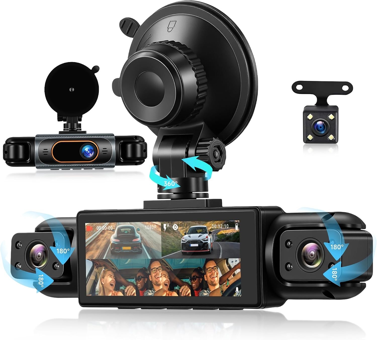 4 Channel Dash Cam: 360° View, FHD 1080P, Night Vision, and Parking Mode