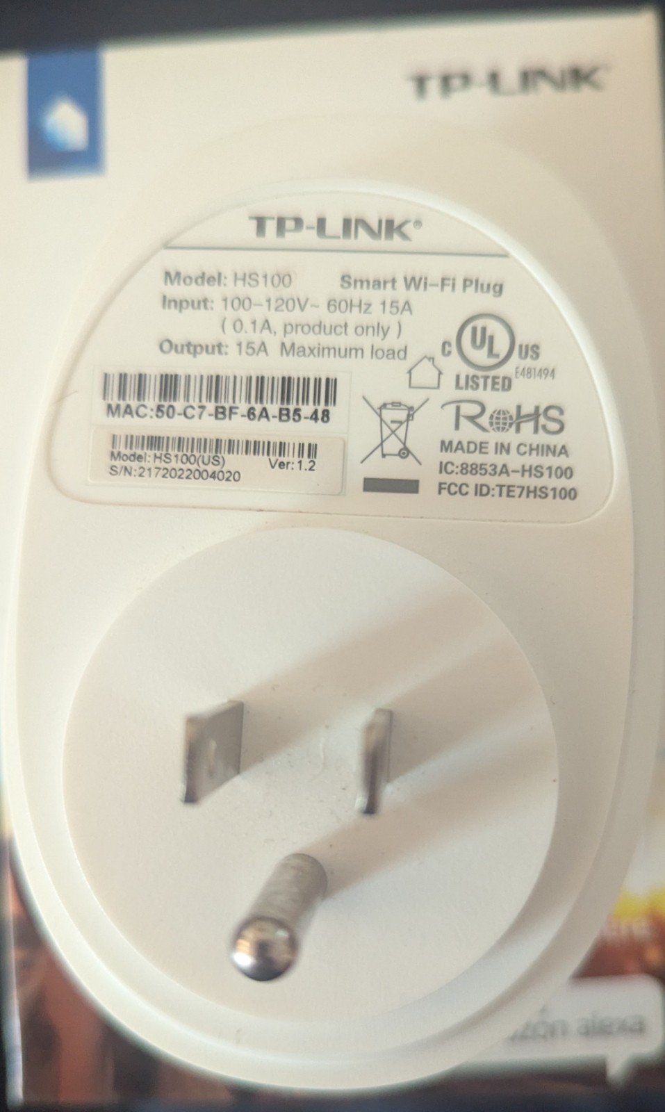 TP-Link HS100 Wi-Fi Smart Plug Kasa, Alexa, Google - Open Box