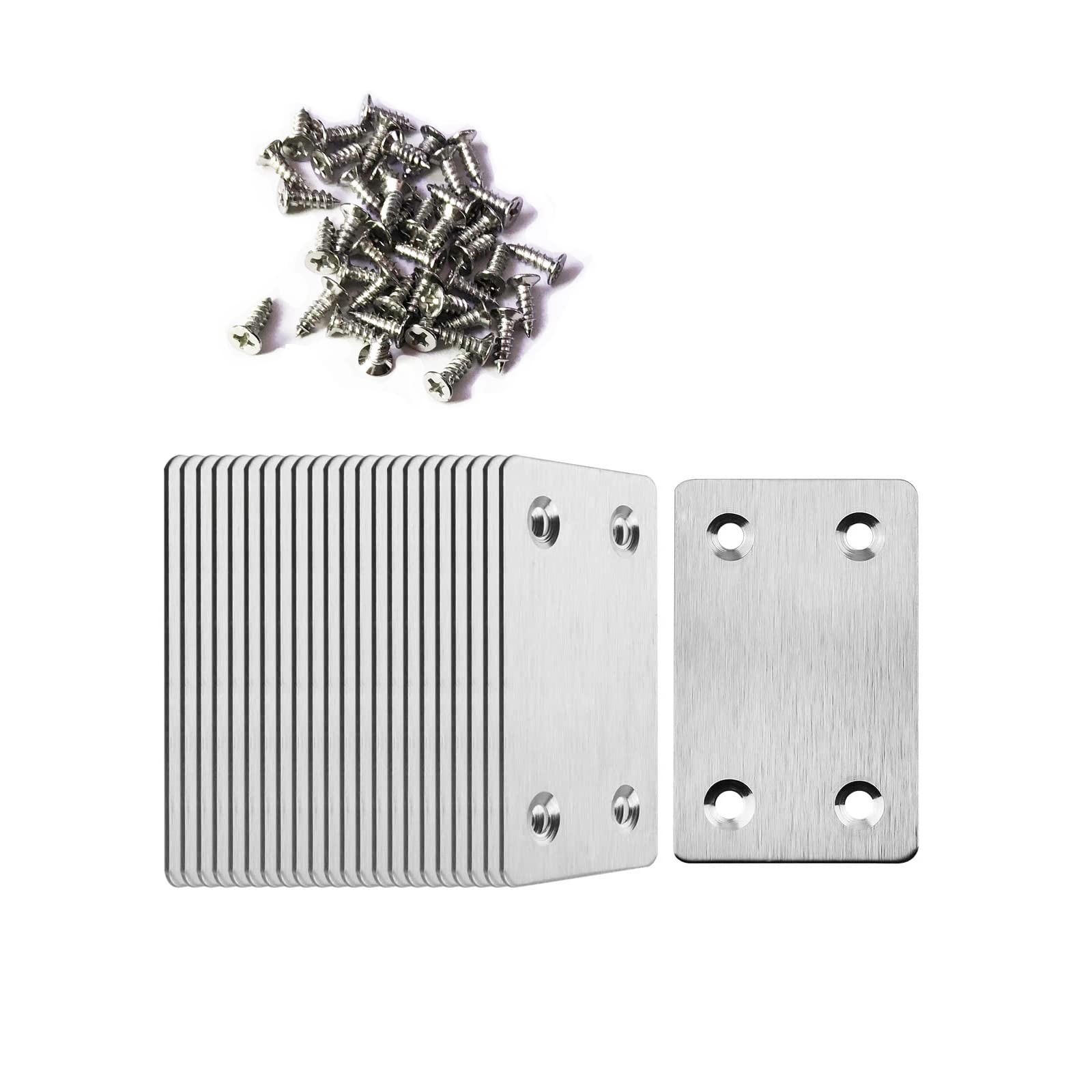 JUZHEN 24 Pack Flat Straight Mending Plates with Screws, 2.4" x 1.5" Stainles...