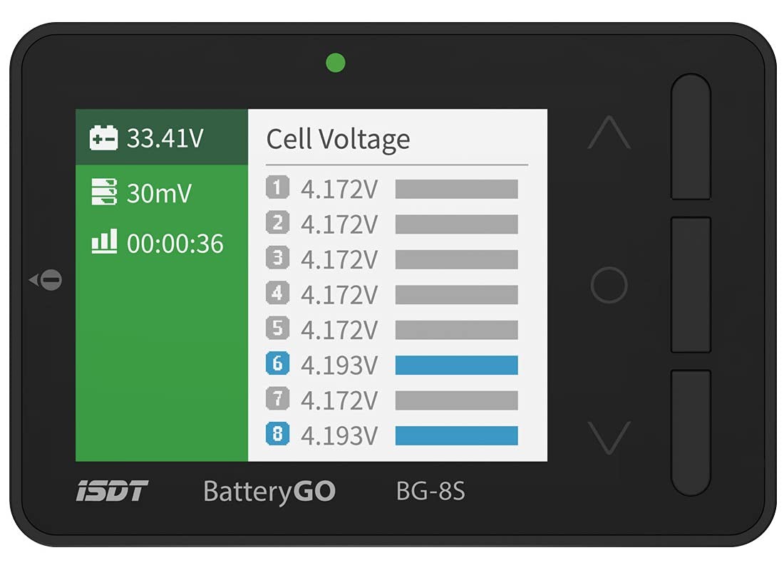 ISDT BG-8S BattGo Battery Meter, LCD Display Digital Battery Capacity Checker...