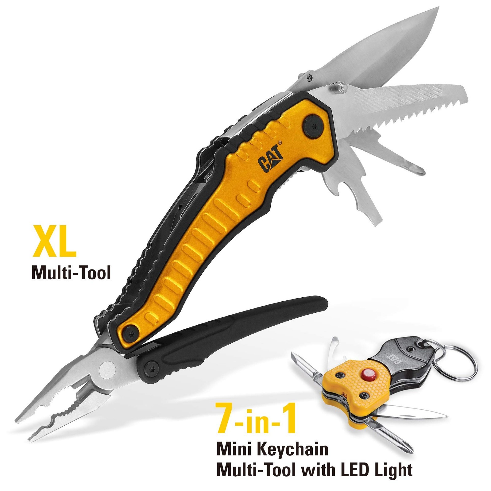 Cat 2 Piece XL Multi-Tool and Multi-Tool Key Chain with Light Gift Box Set - ...