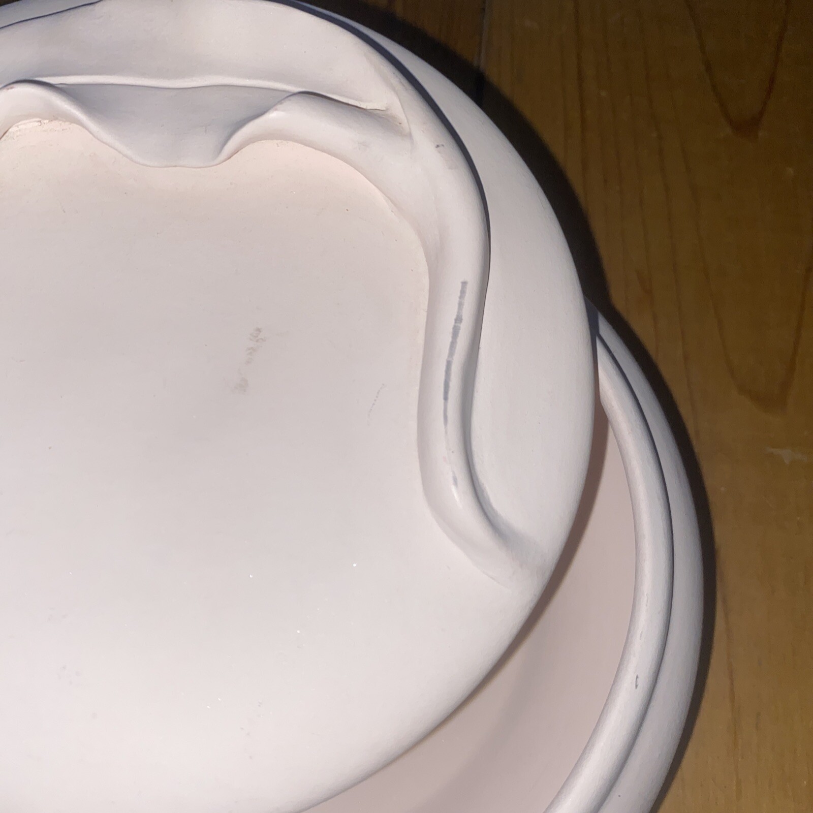 Light pink, signed ceramic covered dish