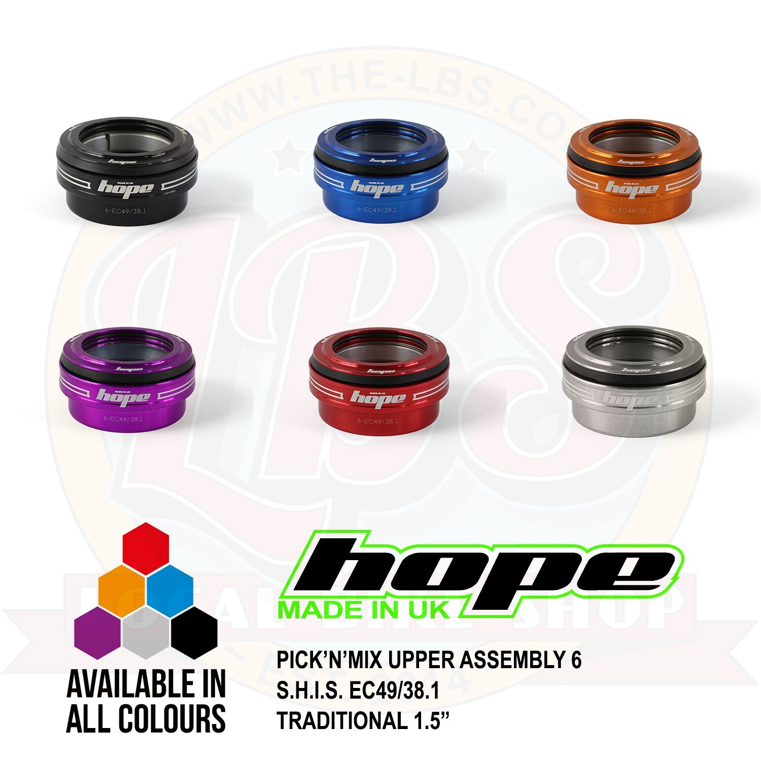 Hope Pick'n'Mix Headset Upper Assembly 6 S.H.I.S. EC49/38.1 Traditional 1.5" New