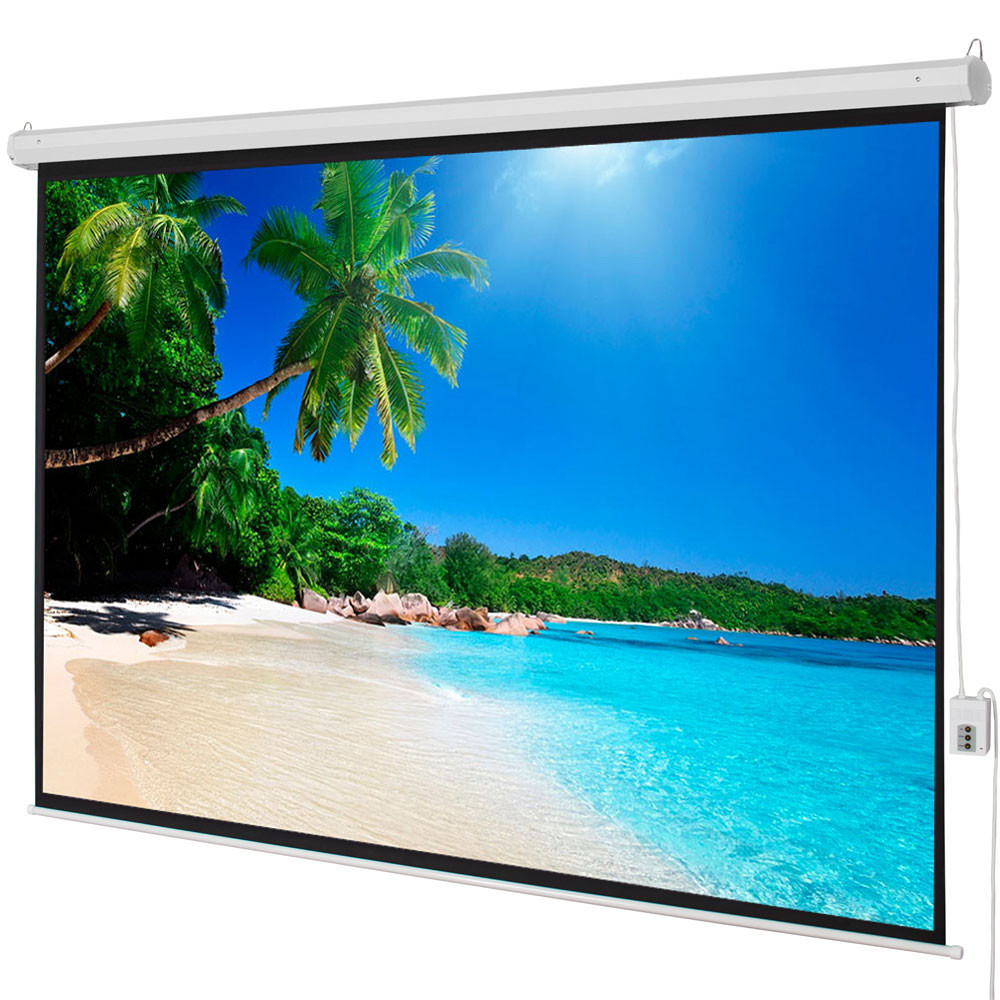 Viewing Area Motorized Projector Screen with Remote Control Matte White