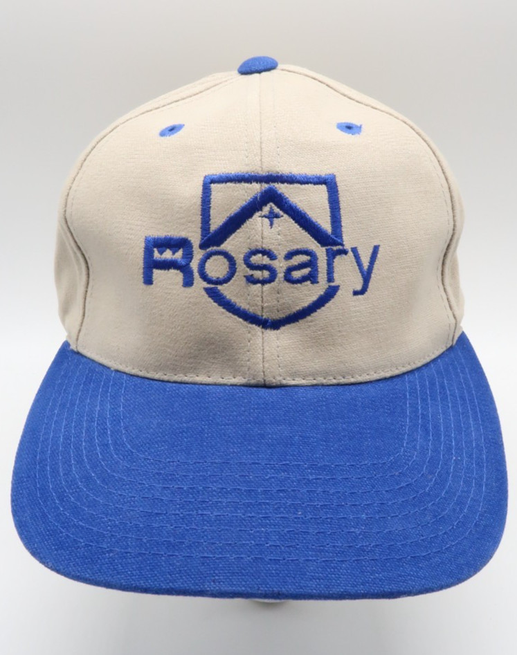 Rosary Golf Hat One Size Fits All Tan & Blue Lightly Worn